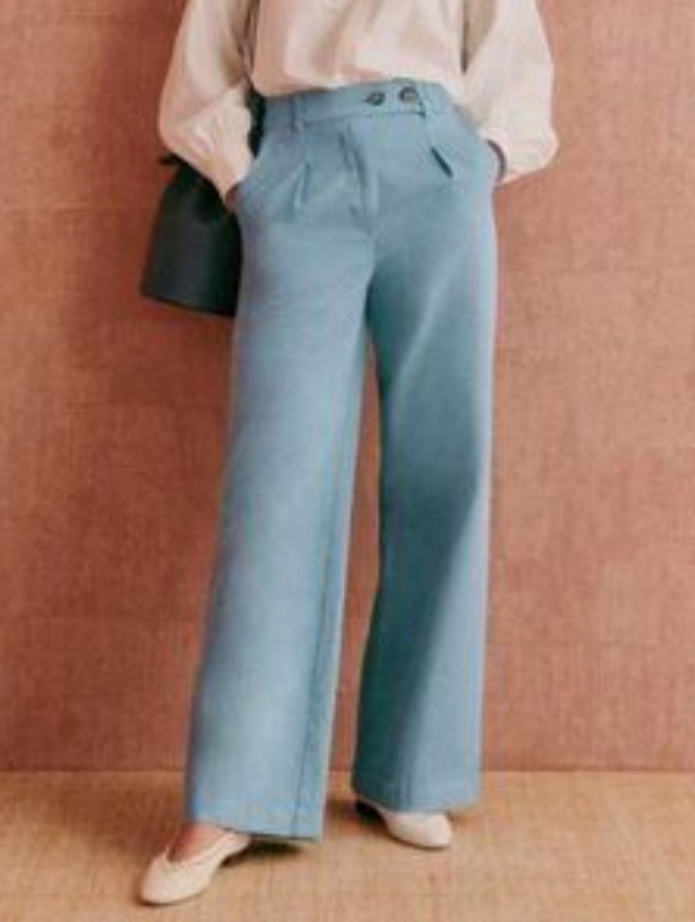 Gavi High-Rise Wide-Leg Trousers in Dusty Blue